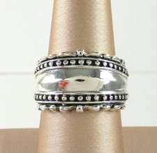 .925 Sterling Silver Dome Ring Vintage Textured Statement Ornate sz 7.25