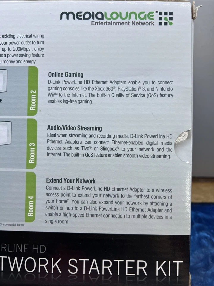 D-Link MediaLounge Powerline HD Network Starter Kit, DHP-303, 200Mbps, Brand New - Image 4 of 4