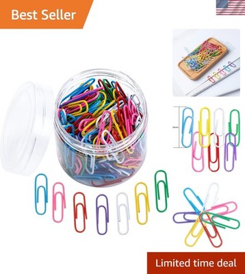 Stylish 200 Colorful Paper Clips - Durable Metal & Plastic for Home & Office Use