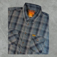 Dixxon Flannel Sea Mist Shirt Men 4XL Button Up Short Sleeve Bamboo Blue Plaid