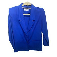 Alfred Dunner Vintage Royal Blue Blazer Jacket Petite Size 6 Two Button USA Made