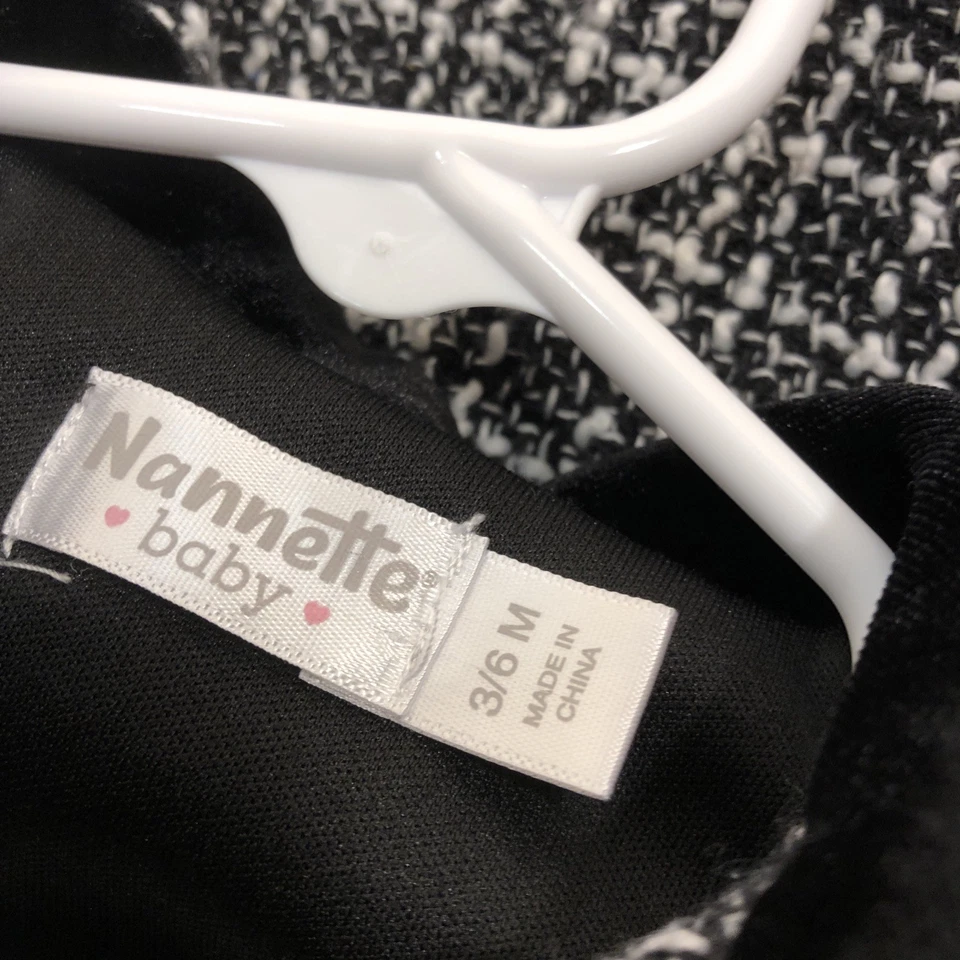 Vestido Formal Bebé Nannette Negro Blanco 3/6 Meses Boda Iglesia Formal  Foto 2 de 4