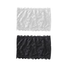 2PCS 11.6 6.7Inch Lace Bandeau Bra Wireless Tube Top Bralette 0, Black White