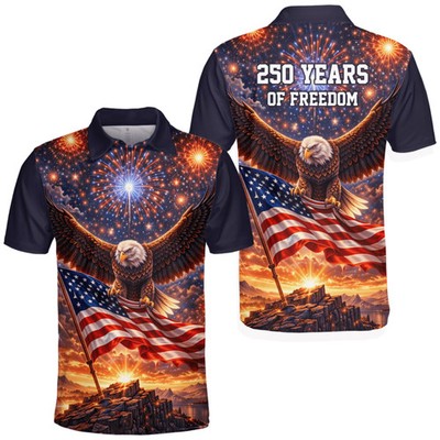 Illusion Eagle America 250th Anniversary Patriotic 3D Polo Shirt