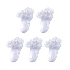 Girls White Ruffle Seamless Socks for Toddler Girl Lace Frilly Scallop Ankle