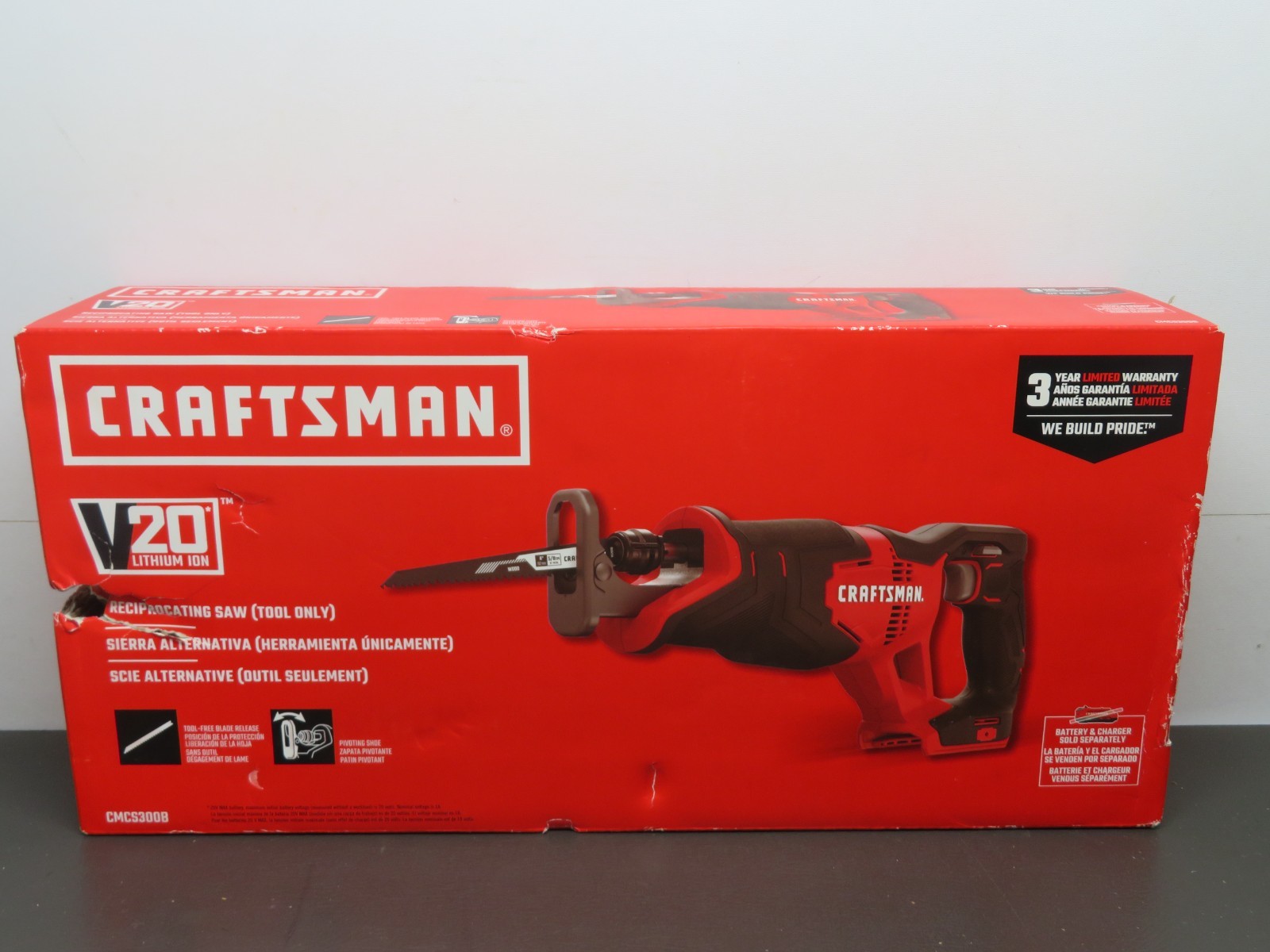 NEW- CRAFTSMAN CMCS300B V20 20V MAX LITHIUM-ION RECIPROCATIN