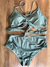 Sage Green Tie-Back Bikini Two-Piece Set Large