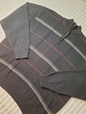 Oscar De La Renta Mock Neck 1/4 Zip Ribbed Sweater Mens XL Multi Striped...
