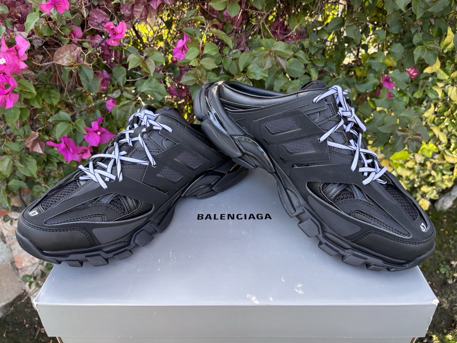 SAOLA Sneakers Balenciaga Track Mule suola grossa nere nuove con scatola $950 taglia 47 US 14