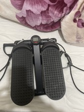 Black Elliptical Mini Stepper Fitness Exercise Machine with Resistance Bands