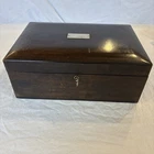 VTG Mid-Century Modern Wood Humidor Not Monogrammed Milk Glass Lining 11.5x8
