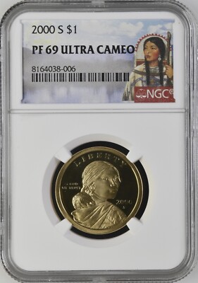 【NGC鑑定 PF69】1981 硬貨 NGC PF69 ULTRA CAMEO 2000 S Sacagawea $1 NGC PF 69 Ultra Cameo (Sacagawea Portrait