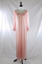 VTG 70s LORRAINE Womens Sz M Nightgown  Robe Peignoir Set 100 Nylon Peach