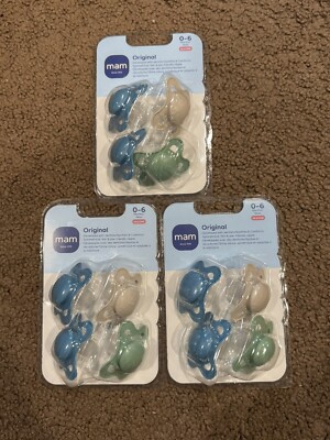 MAM Original Matte Baby Pacifier, 0-6 Months, 4 Count (3 PACKS)