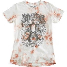 New Women's Affliction S/S Iconic Steel Coral Crystal Wash Tee T-Shirt Top XS-XL