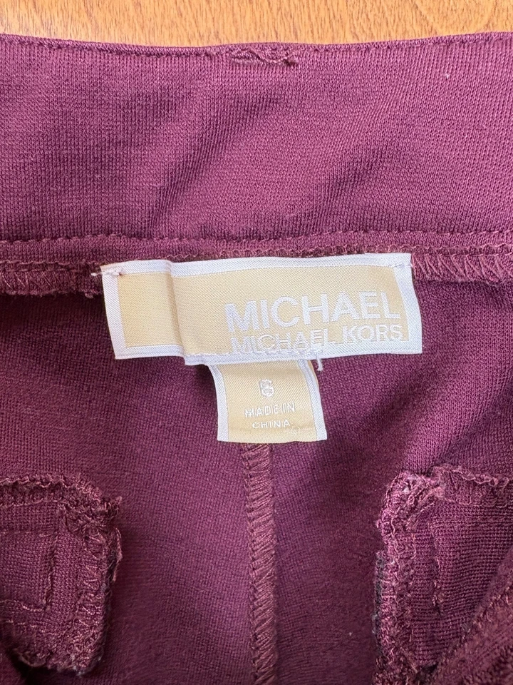 Michael Kors Womens LaceUp Hem Burgundy Pants Capsule Office Siren Dark Academia - Image 3 of 4