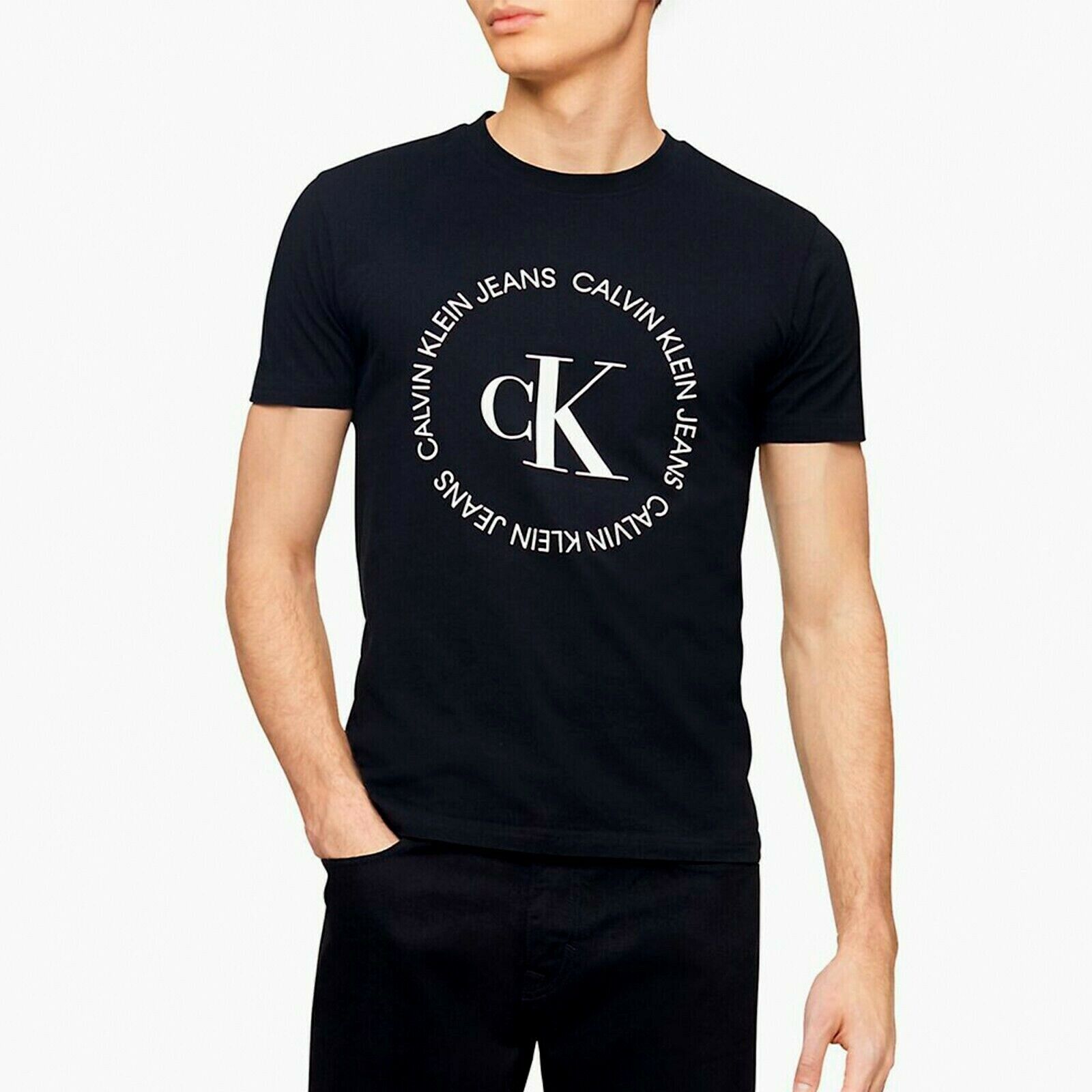 Klein LOGO CIRCULAR CREWNECK MONOGRAM Men\'s Calvin | CKJ Jeans eBay gift Cool T-SHIRT