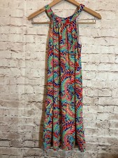 NEW $105 Joy Joy Halter Dress XS Kaleidoscope Mosaic Print Colorful Stretch