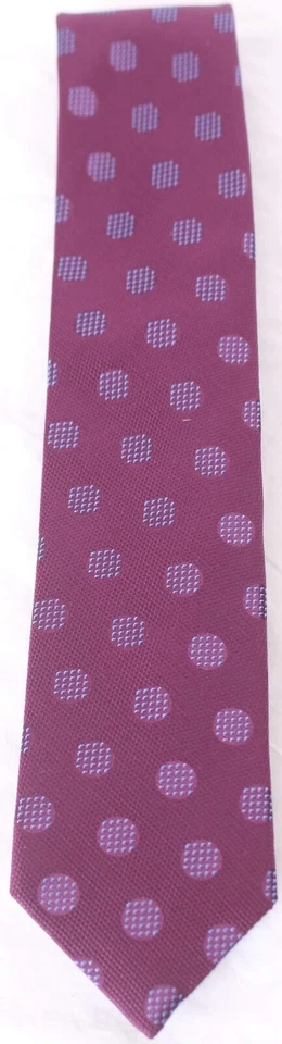 Corbata de seda italiana Donald Donahue cosida a mano corte clásico púrpura azul patrón circular Foto 2 de 4