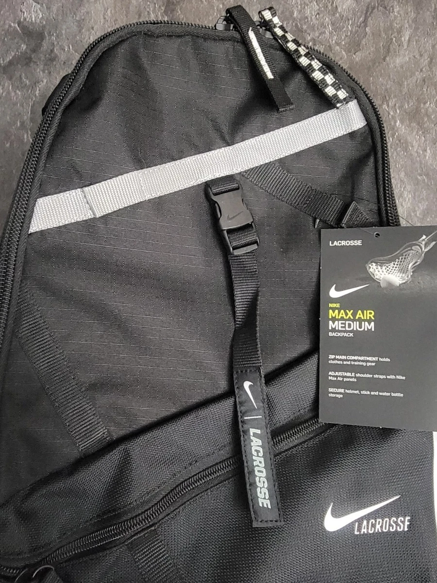 Nike Lacrosse Max Air Lazer Medium Backpack Bag Black Silver New