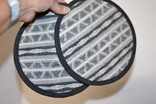 Hot Pads + Potholders + SET of 2 + Trivets + Recycled + Native Grey Stripe + NEW