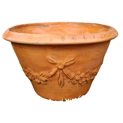 ARREDEN Vaso fioriera festonata per esterno in terracotta rotonda giardino cm 23