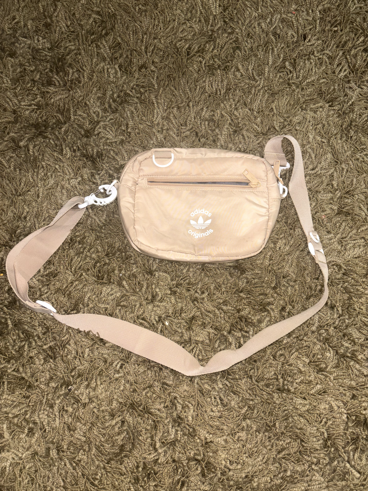 Adidas Originals Trefoil Logo Puffer Crossbody Bag Beige Used