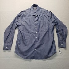 Kenneth Cole REACTION Blue Button Up Shirt Long Sleeve Adult Men's XL 17 17.5 XL