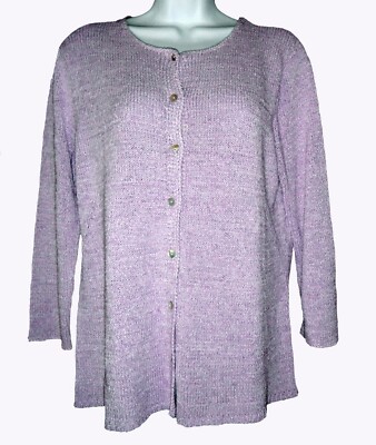RENA ROWAN 3/4 SLEEVED LAVENDER CARDIGAN SWEATER TOP, BUST ABOUT 40'', SIZE M