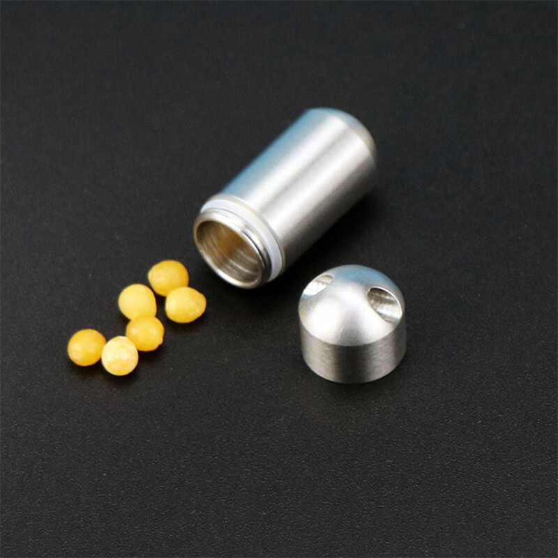 Pill Holder Portable Waterproof Metal Capsule Box Keychain Pill Case