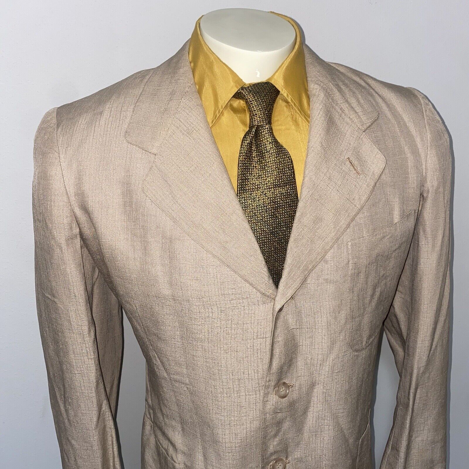 Vtg 40s 50s Mens Suit Jacket Silk Blazer Sport Co… - image 2