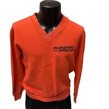 Vtg 80's Switzerland NUFENEN PASS Orange V Neck DISTRESSED Ultra Soft Sweatshirt