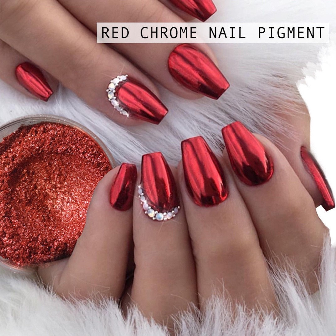 GLAM Chrome Powder  Metallic nails design, Chrome nails designs, Mirror  nails