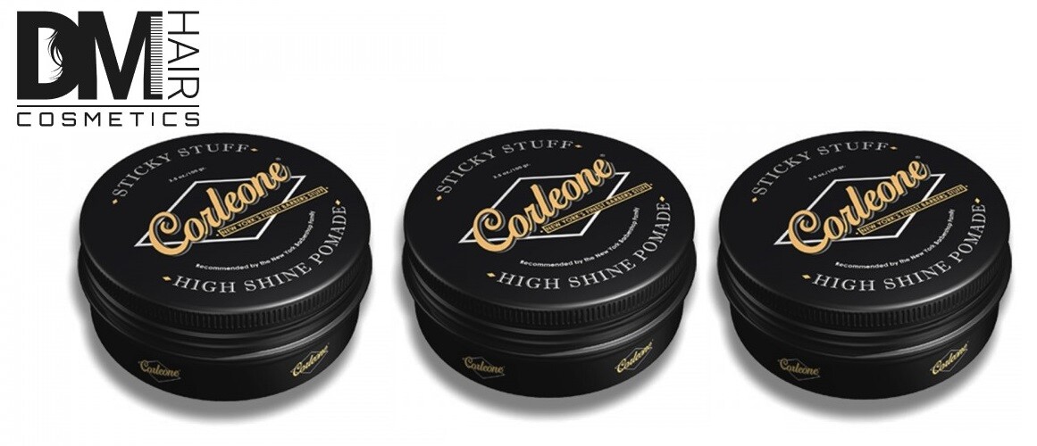 Corleone Sticky Stuff Pomade 3 Pezzi | Cera all'Acqua Alta Lucentezza 100ml