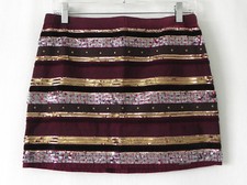 Abercrombie Fitch Skirt Mini Sequin Multi-Color 100 Cotton Side Zip Size 4