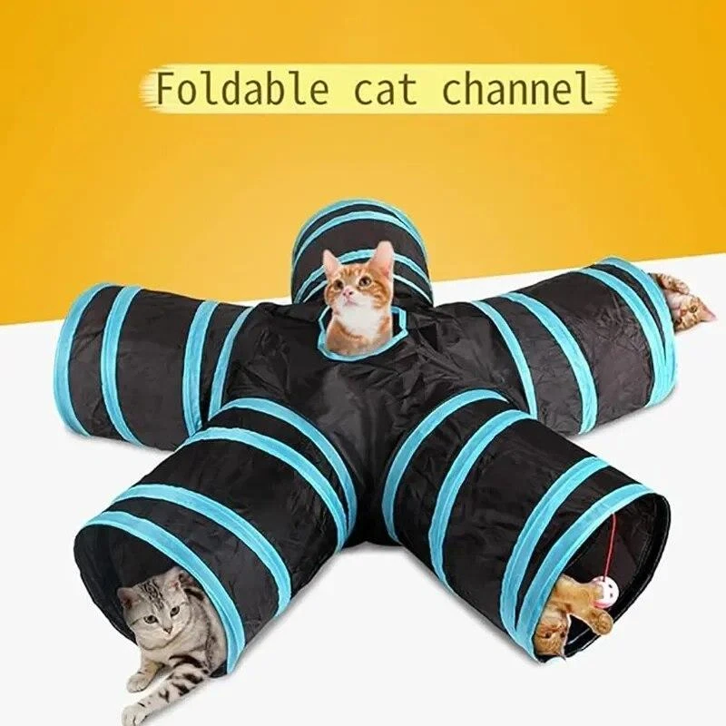 Wear-resistant Cat Play Tunnel Foldable Pet Animal Tunnels with Crinkle Playing
