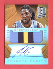 2014-15 SPECTRA Kenneth Faried SSP ORANGE PRIZM AUTO/PATCH CARD #SS-KF #ed 06/25