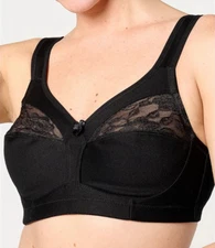 Breezies~Soft Cup Cotton Comfort Wirefree Bra~38DD~Black~A633203~No Padding11754