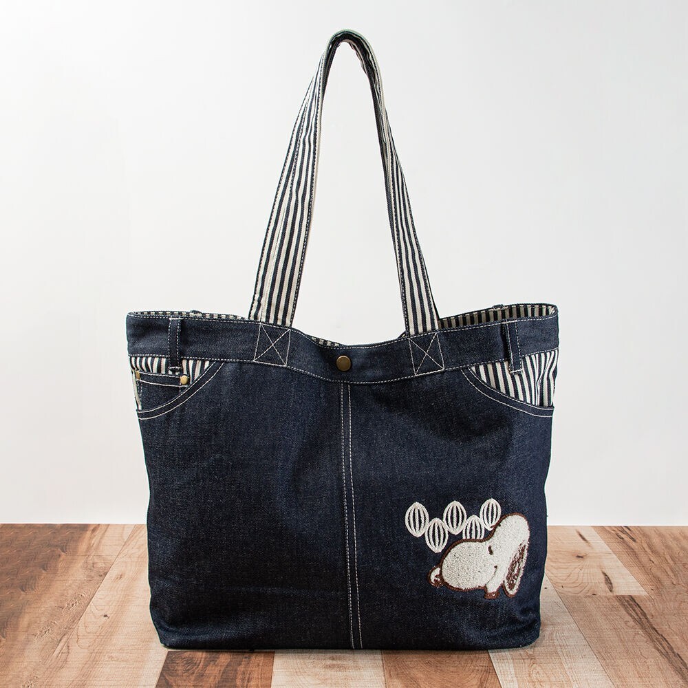 Peanuts SNOOPY Chocolat Kurashiki Embroidered jeans Tote bag Japan