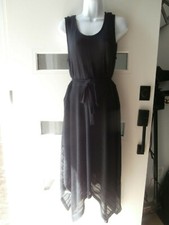 NWT New DIRECTIONS Dress SMALL SHIFT BLACK LONG MAXI BELTED LINED $58 SPANDEX