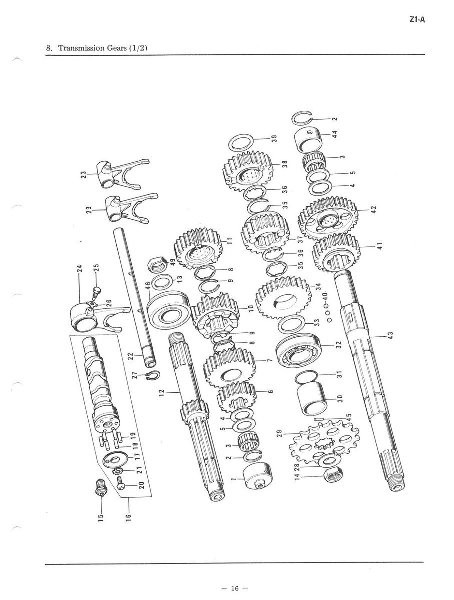 KAWASAKI Parts Manual Z1 Z1A Z1B KZ900 1972 1973 1974 1976