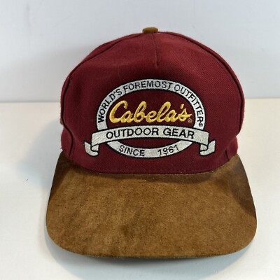 Vintage Cabelas Mens Hat Cap Strap Back Suede Faded Brim Baseball