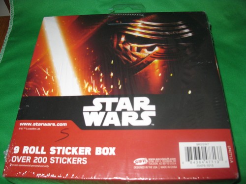 NEW Star Wars The Force Awakens 9 Roll Sticker Box 200+ Stickers - Foto 2 di 2