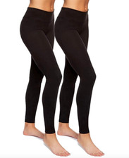 Felina Women's Black Wide Waistband Lightweight Leggings - 2 Pack - Size: Small