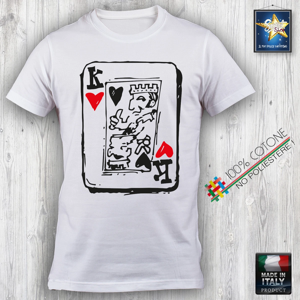 T shirt Uomo POKER RE DI CUORI CARTE POKER ASSO JOKER FASHION