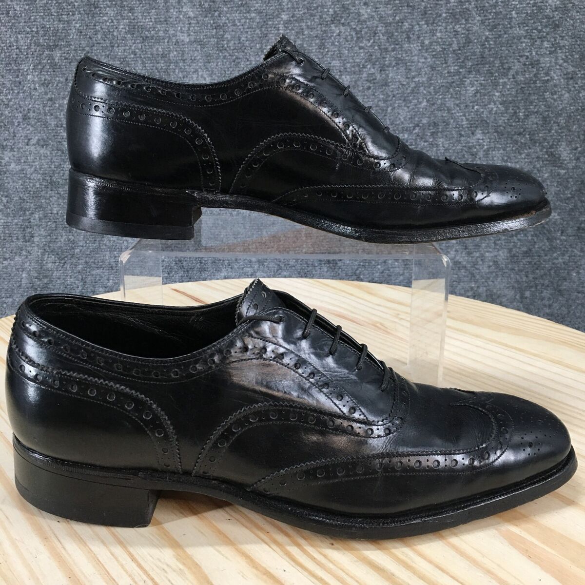 Frank Brothers Shoes Mens 9.5 B Classic Wingtip Oxford Black Leather Lace Up Frank Brothers Shoes Mens 9.5 B Classic Wingtip Oxford Black Leather Lace Up