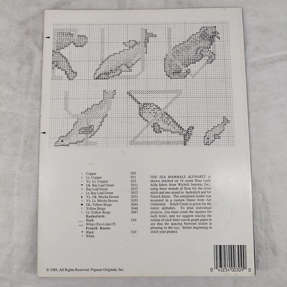 1989 Vtg Sea Mammals Alphabet Needlepoint Cross Stitch Pattern Ocean Beach Cute - Image 3 of 4