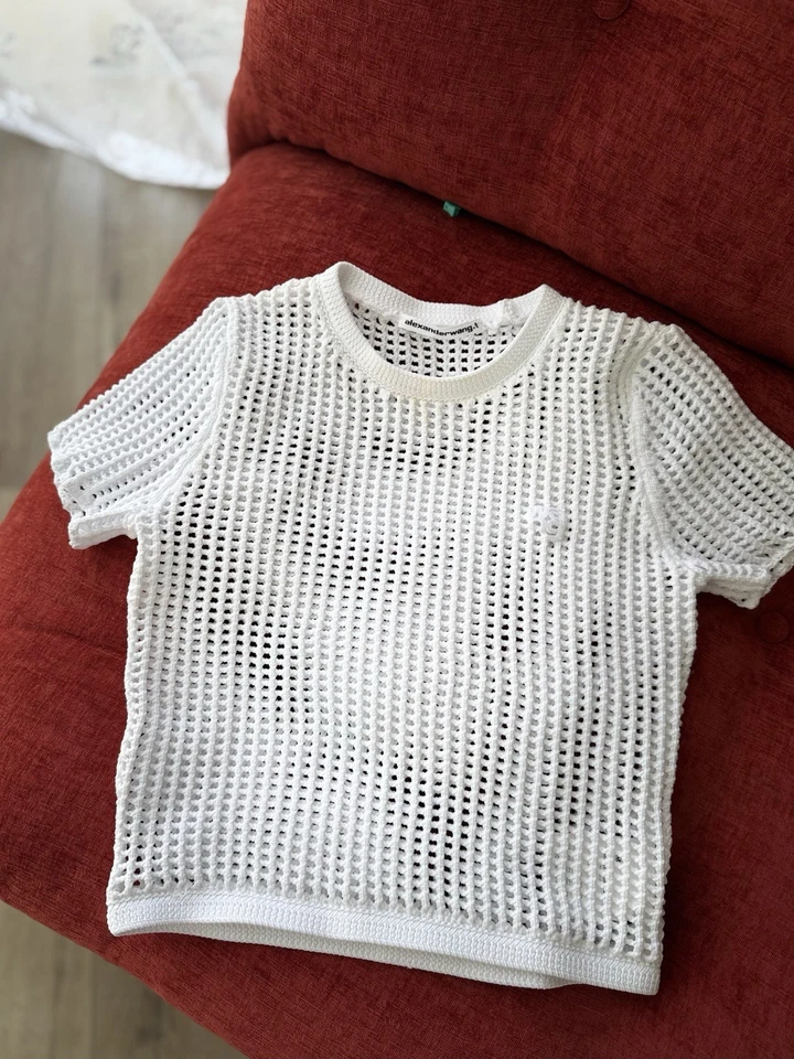 alexander wang crochet tshirt embroidered logo - image 2 of 4