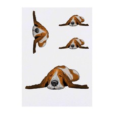 4 x 'Sleepy Basset Hound' Temporary Tattoos / Transfers TO00040991 