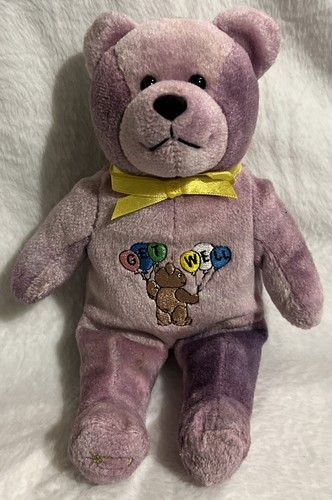 The Original Holy Bears Purple Bear Vintage Retired “Get Well” Bear 9” Beanbag